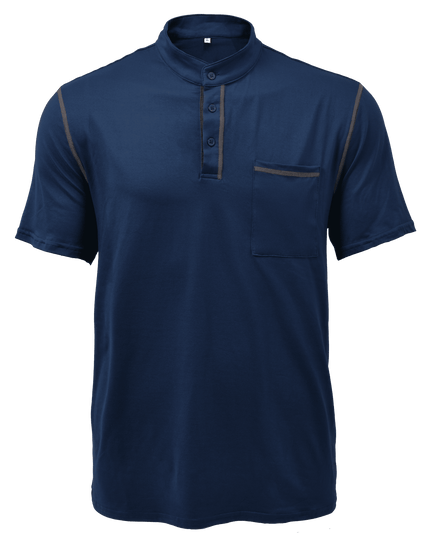 Chemise décontractée Henley pour homme à manches courtes avec poche poitrine