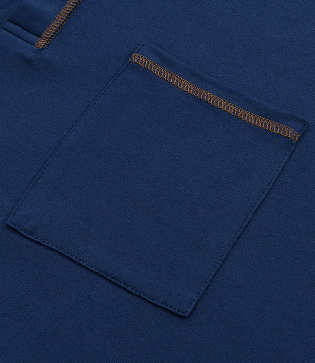 Chemise décontractée Henley pour homme à manches courtes avec poche poitrine