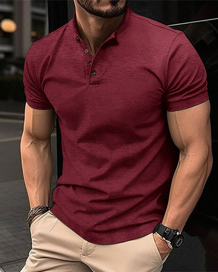 Polo casual de hombre de punto con cuello mao y manga corta