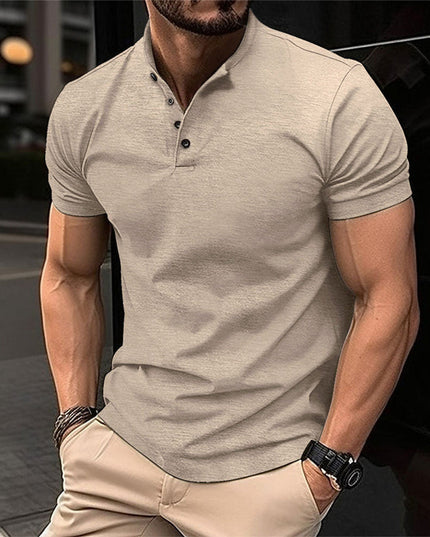 Polo casual de hombre de punto con cuello mao y manga corta