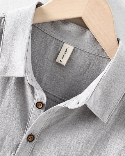 Chemise en lin décontractée à manches courtes et boutons pour homme, plage été