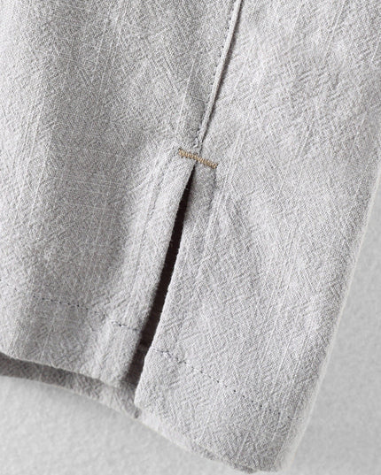 Chemise en lin décontractée à manches courtes et boutons pour homme, plage été