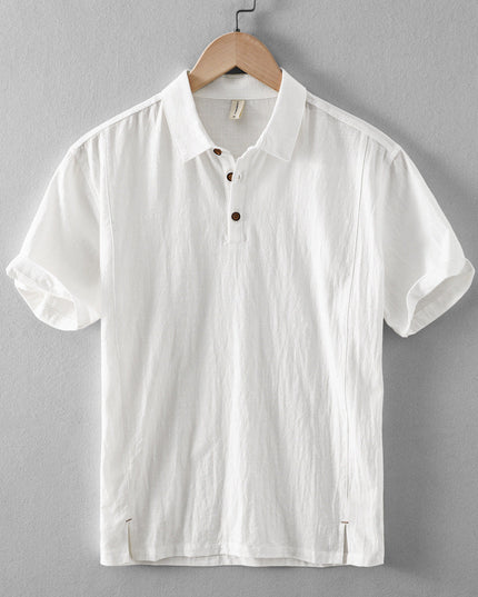 Chemise en lin décontractée à manches courtes et boutons pour homme, plage été