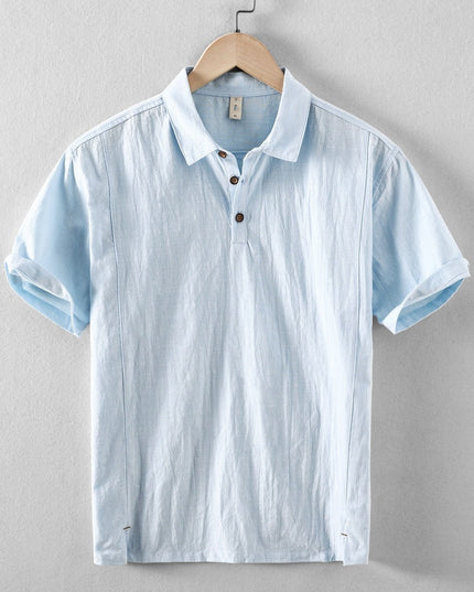 Chemise en lin décontractée à manches courtes et boutons pour homme, plage été