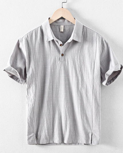 Chemise en lin décontractée à manches courtes et boutons pour homme, plage été