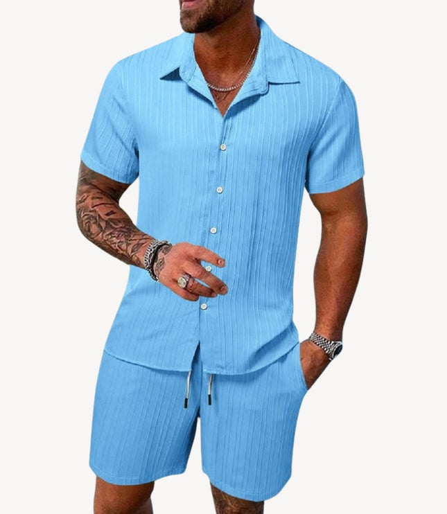 Ensemble chemise manches courtes et shorts décontractés pour homme, été