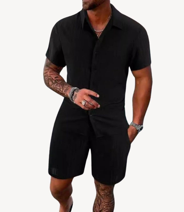 Ensemble chemise manches courtes et shorts décontractés pour homme, été