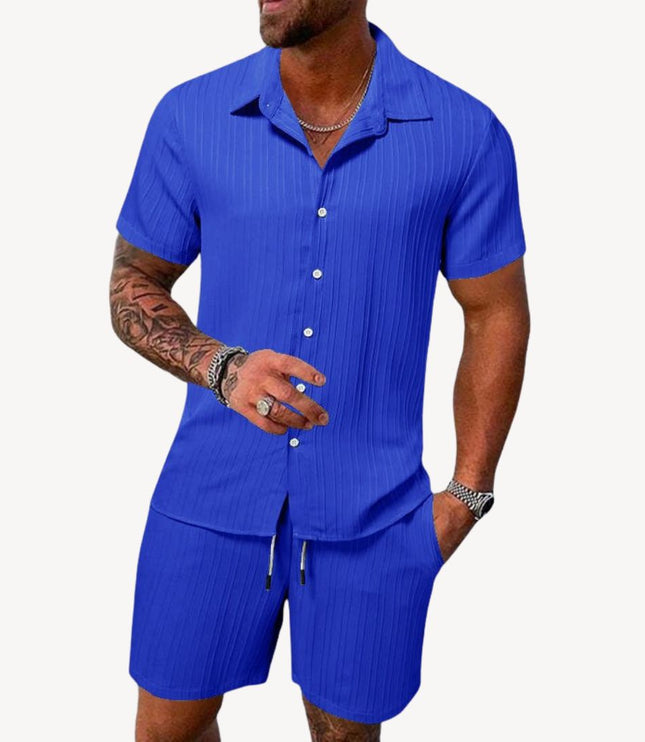 Ensemble chemise manches courtes et shorts décontractés pour homme, été