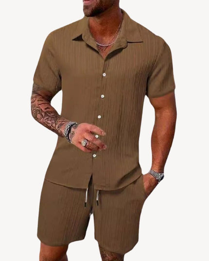 Ensemble chemise manches courtes et shorts décontractés pour homme, été