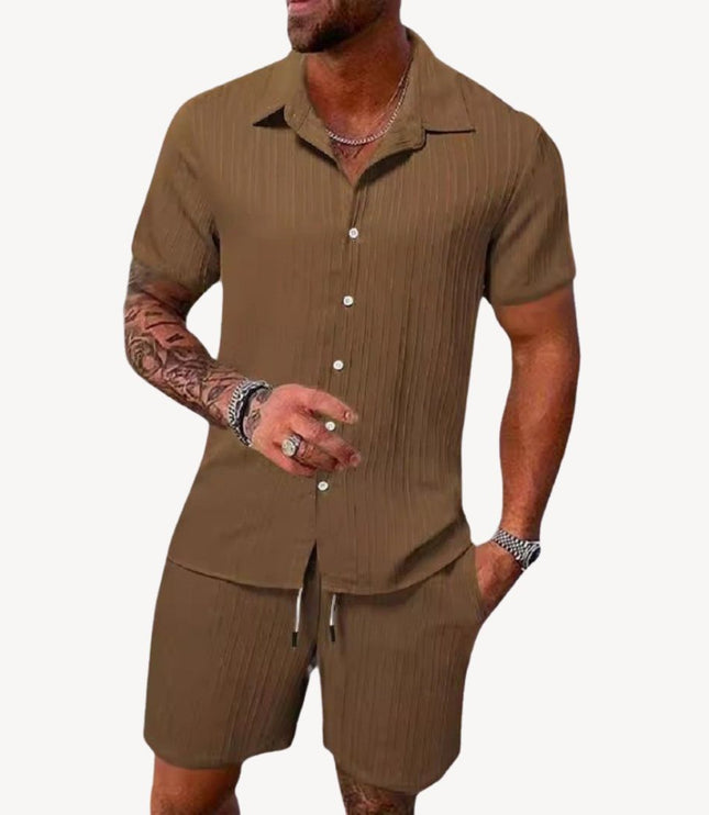 Ensemble chemise manches courtes et shorts décontractés pour homme, été