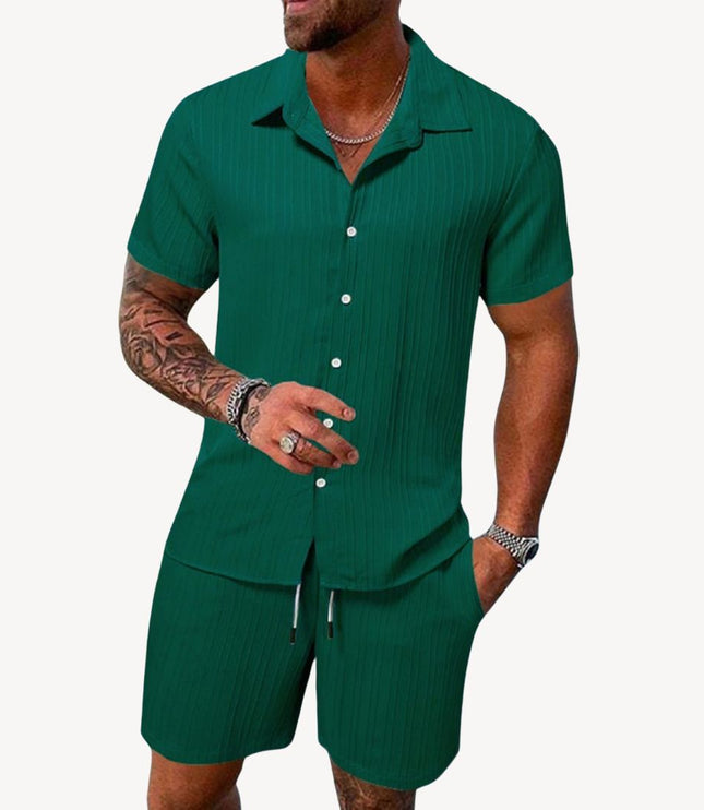 Ensemble chemise manches courtes et shorts décontractés pour homme, été
