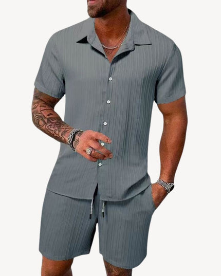 Ensemble chemise manches courtes et shorts décontractés pour homme, été