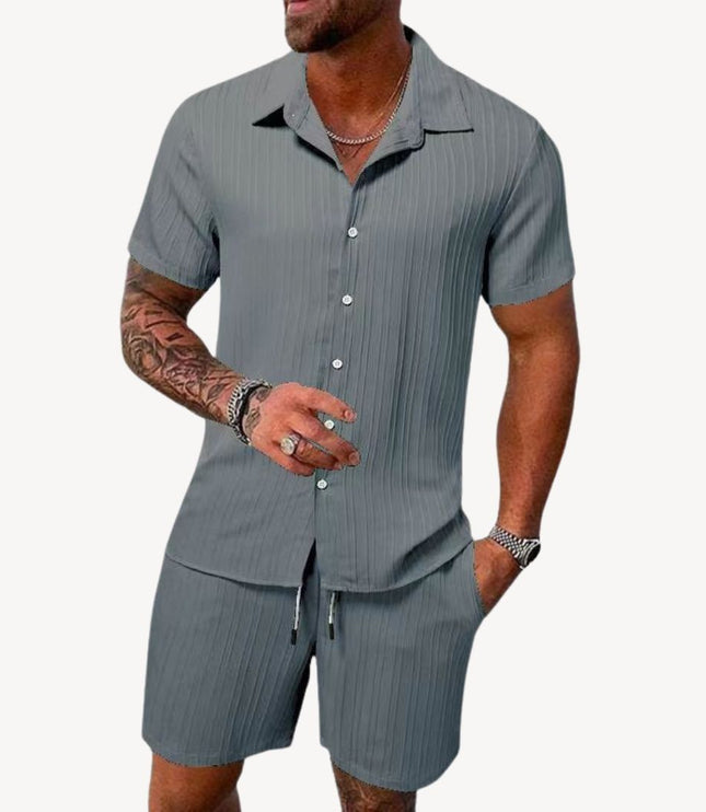 Ensemble chemise manches courtes et shorts décontractés pour homme, été