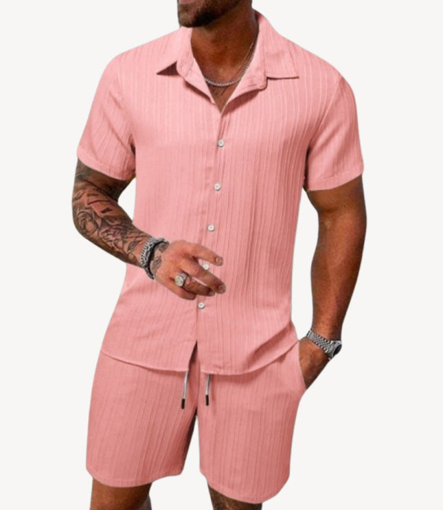Ensemble chemise manches courtes et shorts décontractés pour homme, été