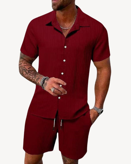 Ensemble chemise manches courtes et shorts décontractés pour homme, été