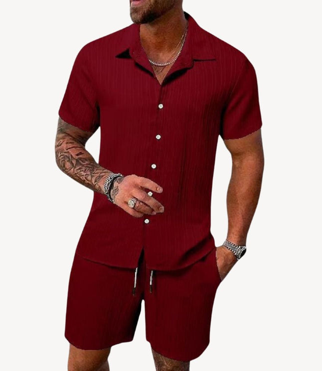 Ensemble chemise manches courtes et shorts décontractés pour homme, été
