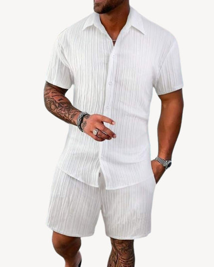 Ensemble chemise manches courtes et shorts décontractés pour homme, été