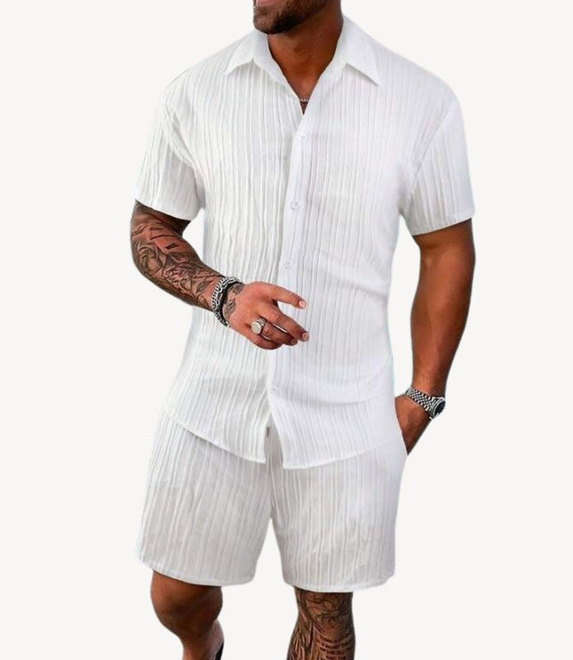 Ensemble chemise manches courtes et shorts décontractés pour homme, été