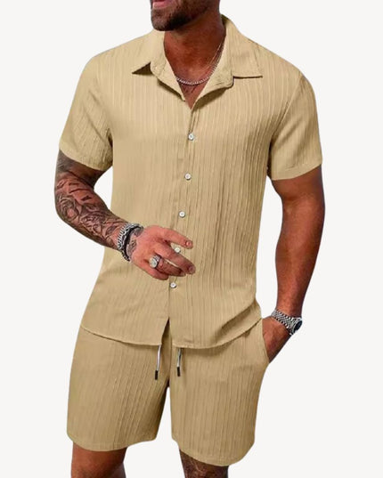 Ensemble chemise manches courtes et shorts décontractés pour homme, été