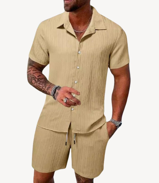 Ensemble chemise manches courtes et shorts décontractés pour homme, été