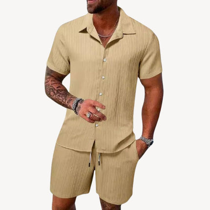 Ensemble chemise manches courtes et shorts décontractés pour homme, été