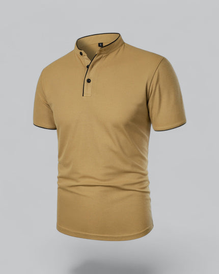 Polo d'été décontracté pour homme à manches courtes sans col