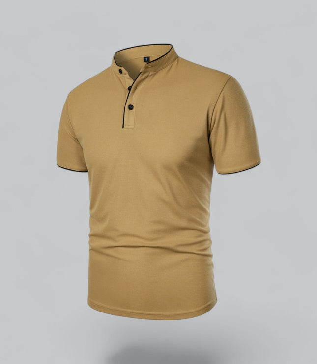 Polo d'été décontracté pour homme à manches courtes sans col