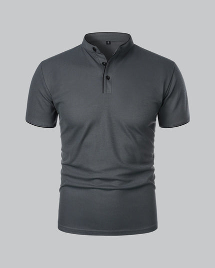 Polo d'été décontracté pour homme à manches courtes sans col