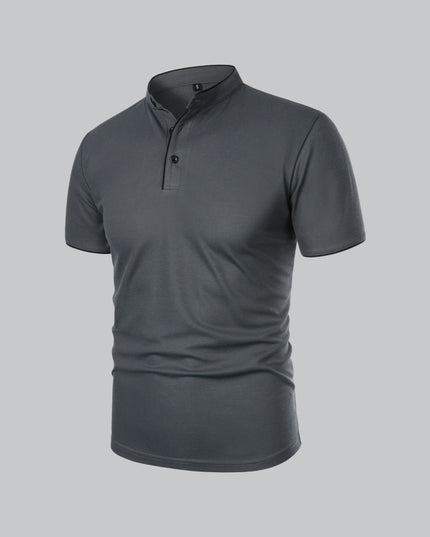 Polo d'été décontracté pour homme à manches courtes sans col