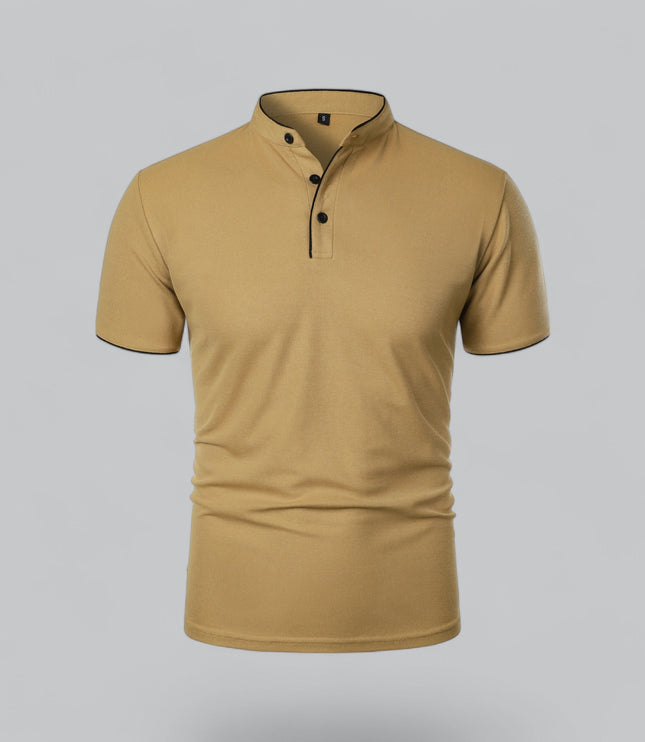 Polo d'été décontracté pour homme à manches courtes sans col