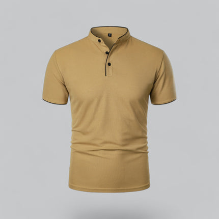 Polo d'été décontracté pour homme à manches courtes sans col
