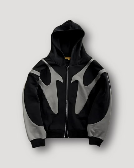 Men's Contrast Flame Design Zipped Hoodie