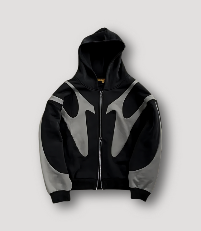 Men's Contrast Flame Design Zipped Hoodie