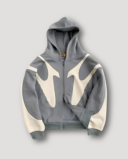 Men's Contrast Flame Design Zipped Hoodie