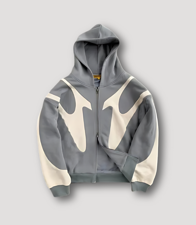 Men's Contrast Flame Design Zipped Hoodie