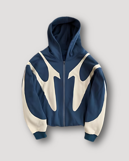 Men's Contrast Flame Design Zipped Hoodie