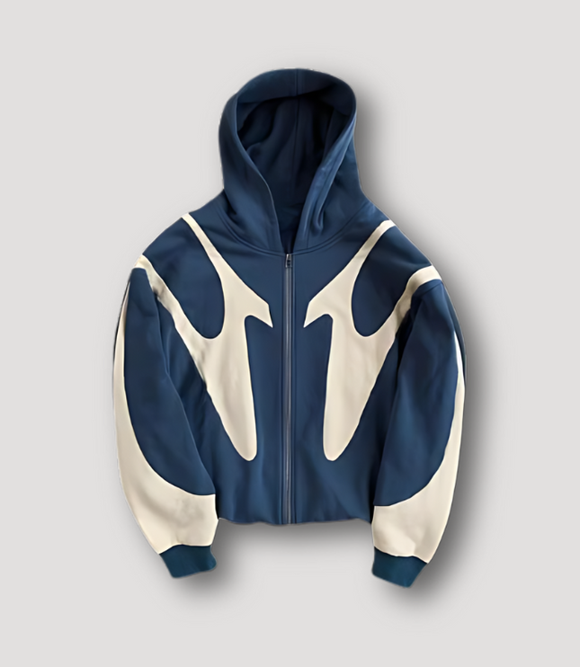 Men's Contrast Flame Design Zipped Hoodie