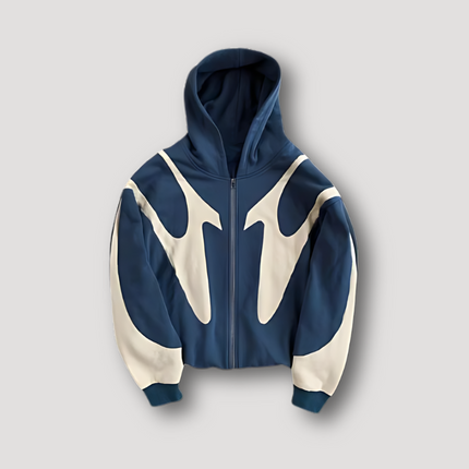 Men's Contrast Flame Design Zipped Hoodie