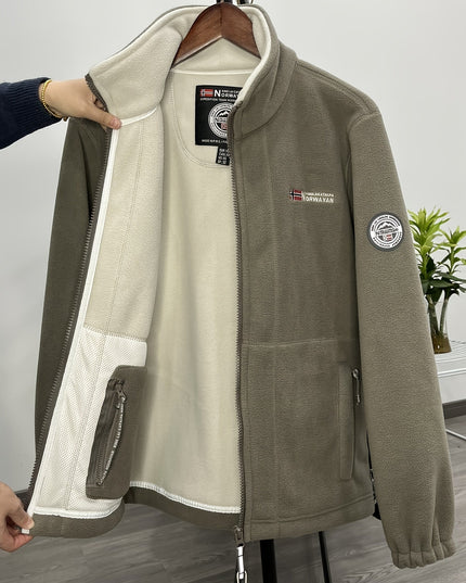 Men's Contrast-Lined Full Zip Fleece Jacket