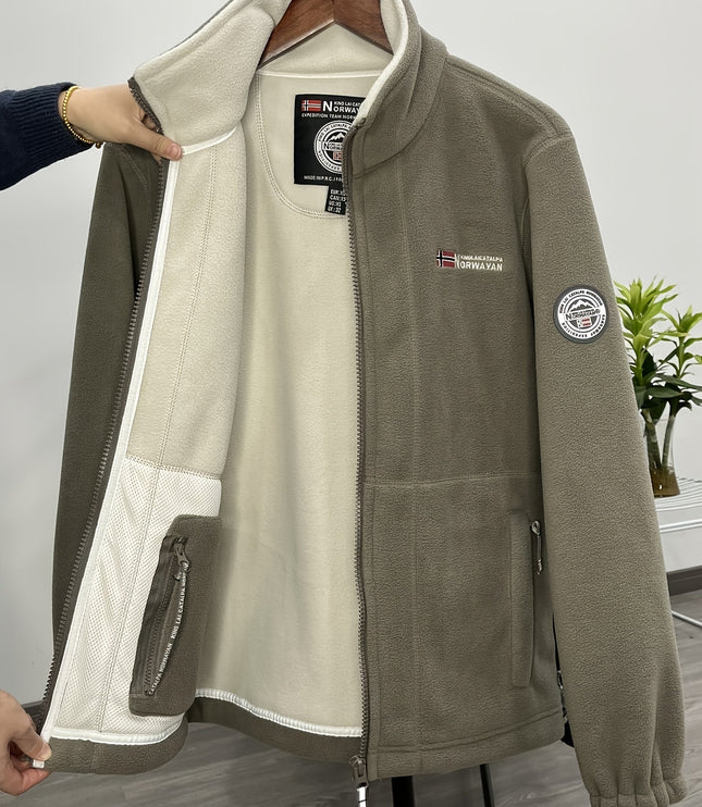 Men's Contrast-Lined Full Zip Fleece Jacket