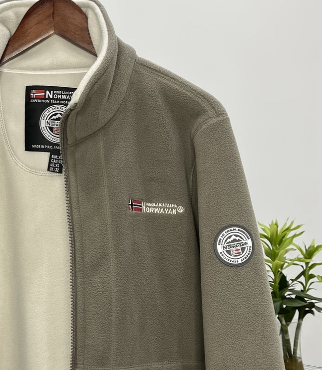Men's Contrast-Lined Full Zip Fleece Jacket