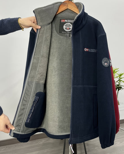 Men's Contrast-Lined Full Zip Fleece Jacket
