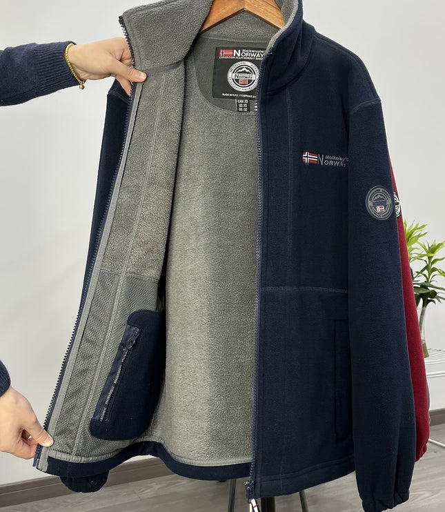 Men's Contrast-Lined Full Zip Fleece Jacket