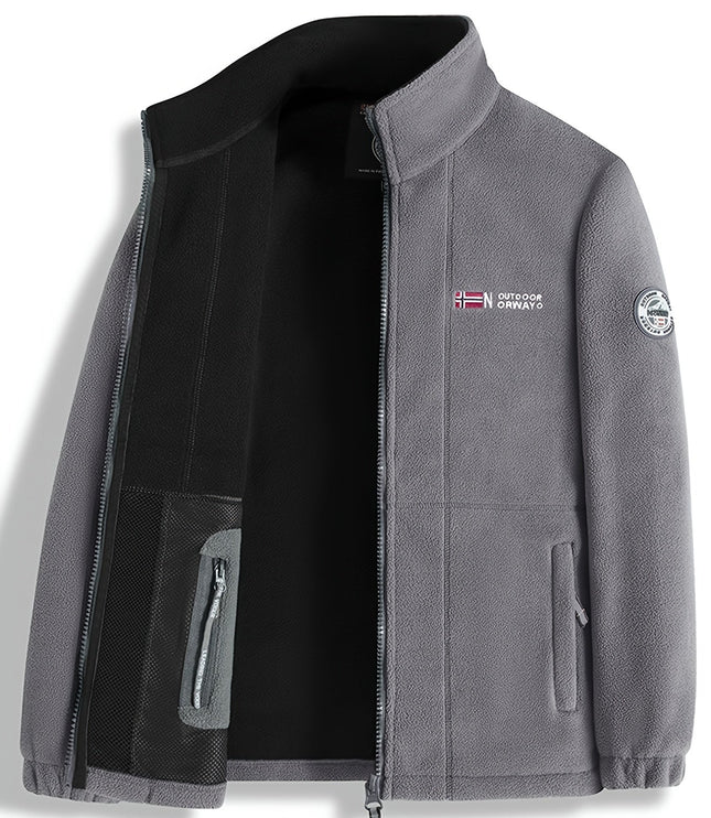 Men's Contrast-Lined Full Zip Fleece Jacket