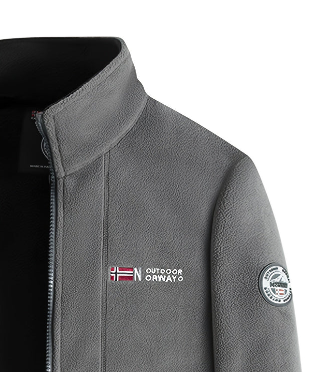 Men's Contrast-Lined Full Zip Fleece Jacket