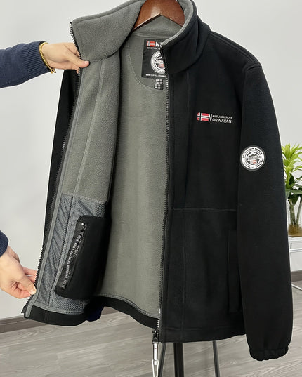Men's Contrast-Lined Full Zip Fleece Jacket