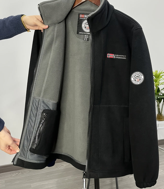 Men's Contrast-Lined Full Zip Fleece Jacket
