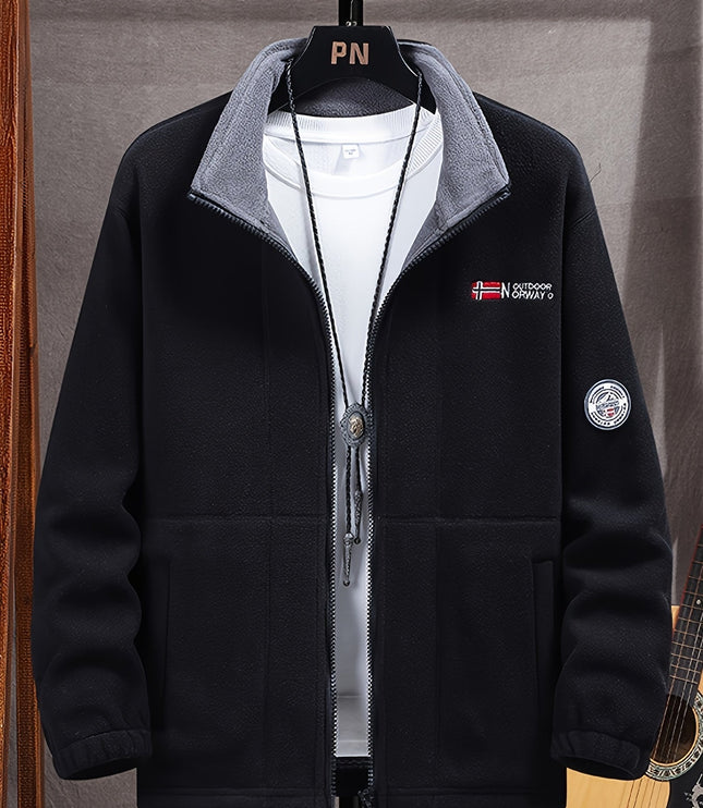 Men's Contrast-Lined Full Zip Fleece Jacket
