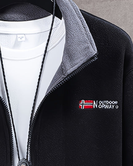 Men's Contrast-Lined Full Zip Fleece Jacket