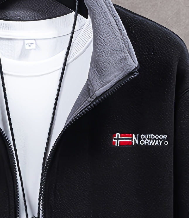 Men's Contrast-Lined Full Zip Fleece Jacket